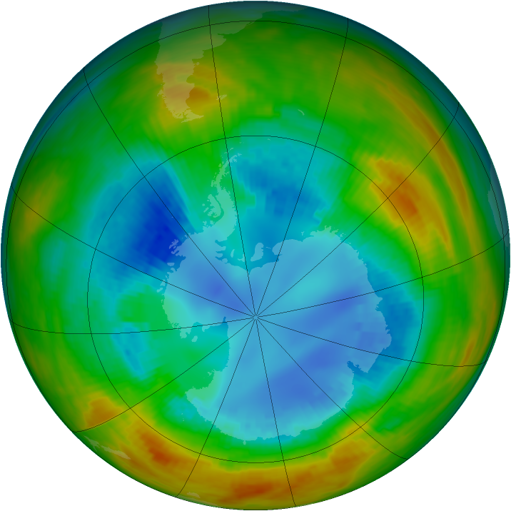 Antarctic ozone map for 22 August 1984